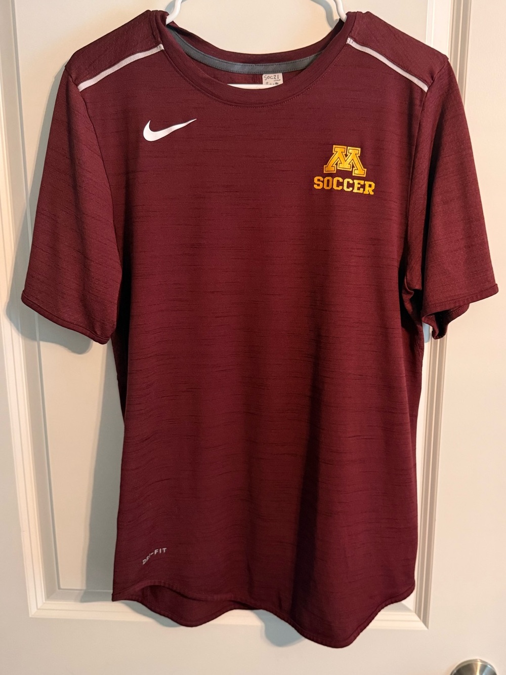 Nike Maroon Minnesota Soccer Short Sleeve Tee with Gold Logo